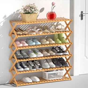 Imagem de LOERSS Sapateira para armário, prateleira de sapatos de pé livre, sapateira de bambu, prateleira multiuso, organizador de armazenamento de sapato, para saltos altos, treinadores, chinelos, na entrada