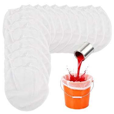 Imagem de Klmnop Pacote com 35 sacos de filtro de tinta 1 galão, saco de filtro de malha fina superior elástica para pintura e jardinagem, sacos descartáveis de filtro de balde a granel (branco)