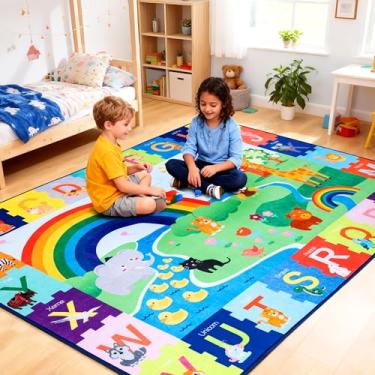 Imagem de chunsemeiju Tapete de bebê para chão, tapete de berçário antiderrapante de 1,5 x 18 m, tapetes infantis extra grossos para sala de jogos, sala de estar, berçário, superfície de pelúcia super macia