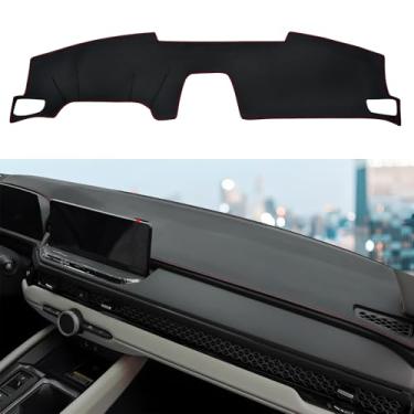 Imagem de REPOYUL Apto para Honda Accord 2023 2024 2025 2026 painel preto painel de console central protetor de painel protetor protetor de almofada de microfibra borda atualizada (sem HUD, costura vermelha)