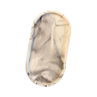 Imagem de Conjunto bandejas decorativas de cimento artesanal para Sala Quarto Cozinha Banheiro Lavabo Home Office - Estilo Moderno Sofisticado em Cinza com Detalhe Listra Rose Gold(Efeito Mármore Branco/Preto