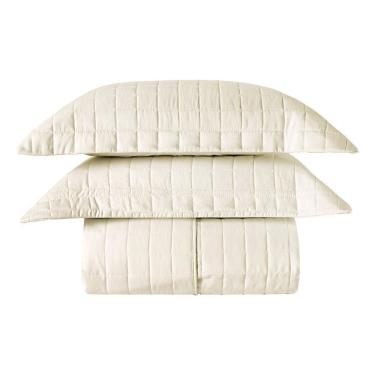 Imagem de Cobre Leito Matelassê Percal 300 Fios Basic Queen 03 Peças 100% Poliéster - Marfim