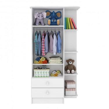 Imagem de Quarto de Bebê Fofura, com Guarda Roupa, Comoda e Berço Móveis Percasa Branco/rosa