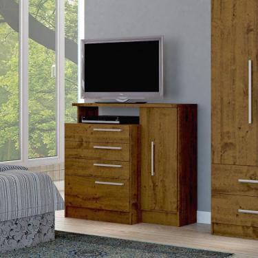 Imagem de Cômoda 1 Porta 4 Gavetas Nevada Light Atualle Móveis Canelato Rústico