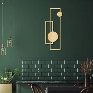Imagem de Arte de parede de metal geométrico, arte abstrata de parede de metal, decoração de parede geométrica, arte de parede minimalista, arte de parede de linha, decoração de arte de linha de metal