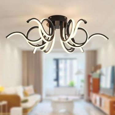 Imagem de Luminária de teto LED moderna e regulável para sala de estar, com 6 lâmpadas, personalizada em metal e acrílico, com controle remoto, ideal para quarto, sala de estar, cozinha, escritório, 6