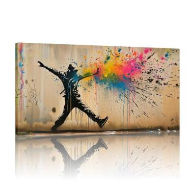 Imagem de Banksy Canvas Home Street Art, Banksy Canvas, Banksy Graffiti Art Print, Pôster Banksy, Pôster de Impressão de Arte de Rua, Arte de Parede Colorida - (40 x 80 cm) 16 x 32 polegadas sem moldura