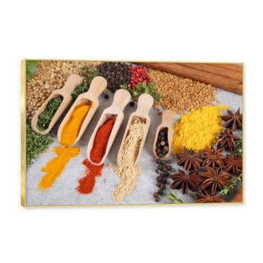 Imagem de NHLDZYH Molduras douradas. Temperos de imagem de cozinha moderna, impressão de arte, imagens para cozinha, decoração de parede de cozinha moderna. C89. 30 x 45 cm