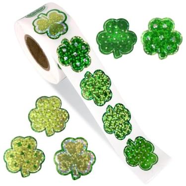 Imagem de 500un. Autocolantes de Dia São Patrício, Autocolantes Selo Trevo Verde Brilhante Autoadesivos Etiquetas Impermeáveis para Envelopes Decoração de Diário Artigos para Festas Irlandesas