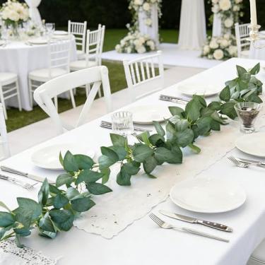 Imagem de Guirlanda de rosas artificiais, videira verde com rosas brancas falsas para decoração de casa (rosa branca, 3 folhas)