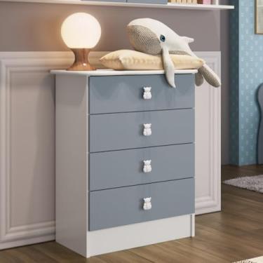 Imagem de Cômoda de Bebê 4 Gavetas 1320 Baby Móveis Percasa Branco/Azul