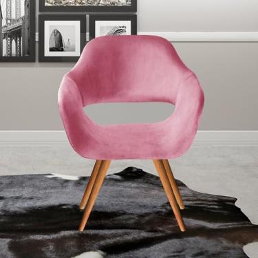 Imagem de Poltrona Decorativa Zara Pés Palito Sala Recepção Rosa