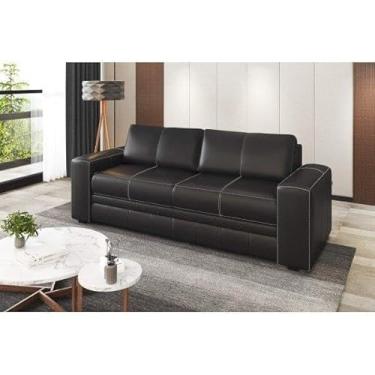 Imagem de Sofá 3 Lugares Couro Natural Dakota Scala Decor Preto