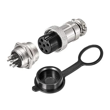 Imagem de Generic Conector de aviação 16 mm 6 terminais 5A 250V GX16 à prova d'água macho fêmea acessórios conector painel com tampa de plugue pacote com 2 conjuntos