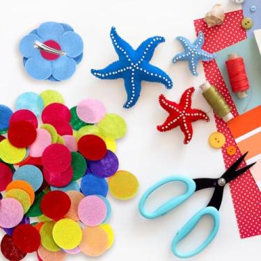 Imagem de Almofadas decorativas de feltro redondas para decoração de mesa de festa de casamento, design colorido granulado, grande 4 cm, 200 peças