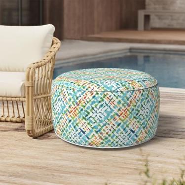 Imagem de Melody Elephant Banqueta inflável para uso ao ar livre, banco de apoio para os pés portátil para todos os climas, banco de móveis para jardim, praia, D78 cm x A 35 cm, opala geométrica Acapa