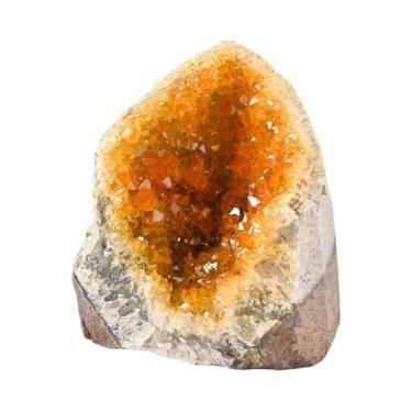 Imagem de Geodo De Cristal De Quartzo Natural Amarelo Raro, Polido À Mão, Minera