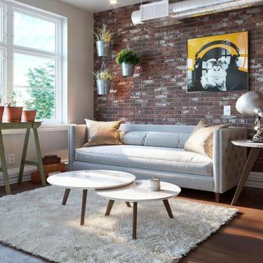 Imagem de Kit Mesa de Centro Ambiente Classic Redonda Off White - Imcal