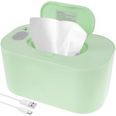 Imagem de Aquecedor de lenços, aquecedor de lenços umedecidos USB reutilizável, aquecedor de lenços umedecidos com termostato, aquecedor portátil para carro, casa, berçário, 7,87 × 4,72 × 3,236 cm (verde)