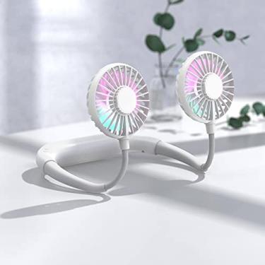 Imagem de Ventilador de Pescoço Portátil Recarregável via USB Pessoal Vestível Cooler Fan com LED Vento Duplo para Viagens e Escritório