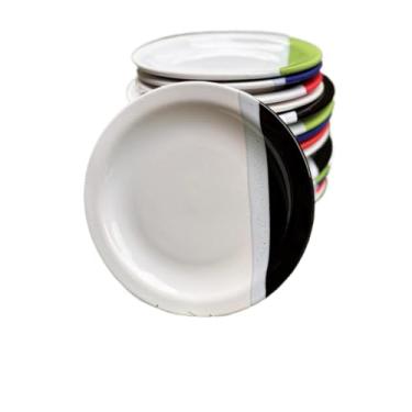 Imagem de Kit 2 Pratos de Jantar Pratos Rasos Prato Fundo Prato Cerâmica Jogo de Pratos Jantar 2 Peças (4,Branco com Preto)