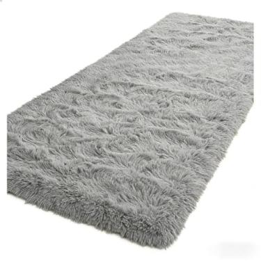 Imagem de Tapete Passadeira 1.00m x 0.60m Antiderrapante - Felpudo Peludo, Ideal para Corredores, Quartos e Salas, Adiciona Conforto e Decoração Residencial (Cinza)