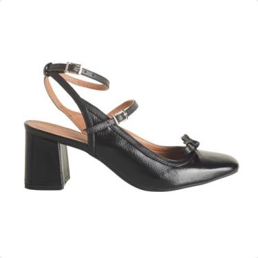 Imagem de Sapato Lacé Slingback Alto Dayane Magalhães Preto, Floter metal preto,
