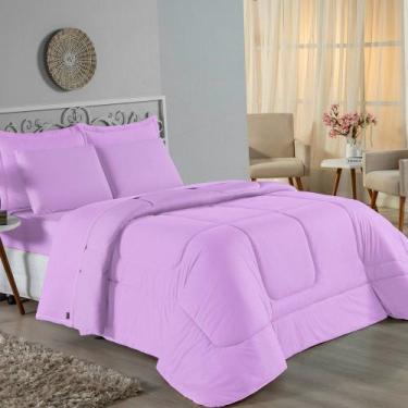 Imagem de Kit Edredom Dupla Face + Jogo de Lençol Solteiro Nobre 5 peças Malha 1