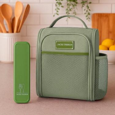 Imagem de Kit Lancheira Térmica + Porta talher Marsala Bolsa Marmita Fecho Duplo