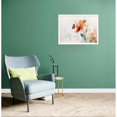 Imagem de Quadro Decorativo Borboleta Flor Laranja - 50X70Cm