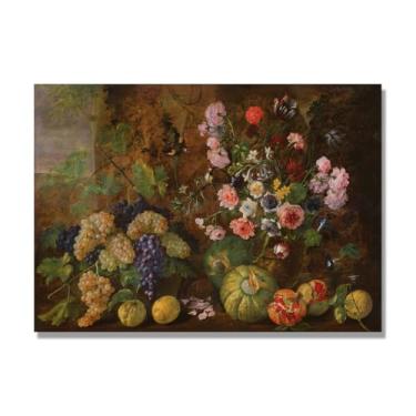 Imagem de NHLDZYH Tela vintage de frutas mortas, impressão de estilo de pintura a óleo vintage, decoração de jantar de fazenda B37. 80 x 112 cm. Somente tela