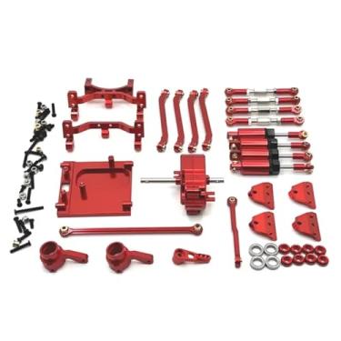 Imagem de Compatível com MN99S 1/12 RC Car Upgrade Parts Metal for Chassis Link Rod Pull Rod Mount Oil Shock Absorber Gearbox Kit RC Car Parts (Vermelho)