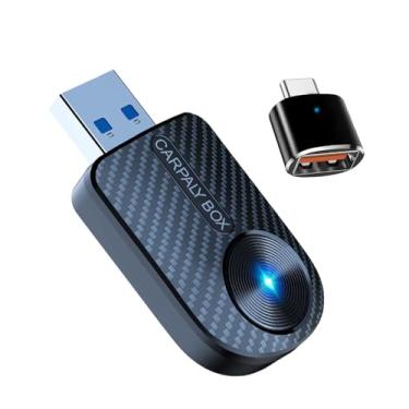 Imagem de Adaptador CarPlay sem fio, 2 em 1 CarPlay e Android Auto Dongle, adaptador Plug-and-Play WiFi de banda dupla, com conversor USB-C, para tablet de carro, Android, tela inteligente automática