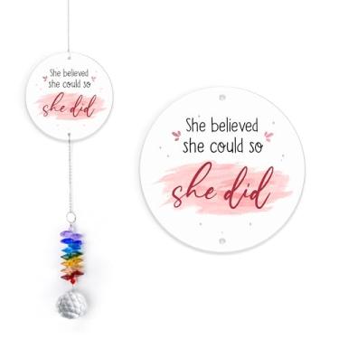 Imagem de GIFTELIX Enfeites de Natal – Presentes inspiradores para mulheres amigas – Ideias de presente de promoção motivacional – Novos presentes de trabalho para mulheres – Decoração de janela para pendurar