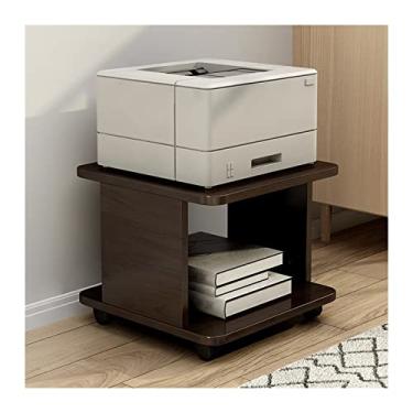 Imagem de KEG801302 Carrinho de impressora a laser móvel de madeira para escritório com armazenamento aberto, grande suporte para máquina para mesa de impressora de escritório em casa (marrom escuro)