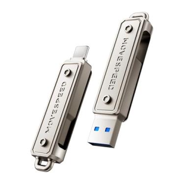 Imagem de MOVE SPEED Pen drive USB de 256 GB, pen drive de 400 MB/s com tipo-C + porta dupla USB 3.2 Gen1, unidade USB C de alta velocidade compatível com USB 3.1/3.0/2.0 para iPhone série 16/15, Android,