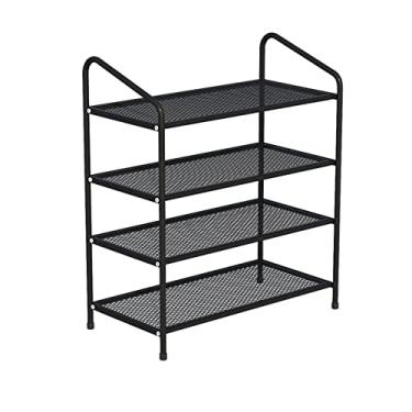 Imagem de Sapateira de armazenamento de sapatos de 4 níveis Rack de armazenamento de metal para sala de estar entrada corredor e sapatos de vestiário 12 ~ 15 pares organizador de sapatos multicamadas (cor: 1