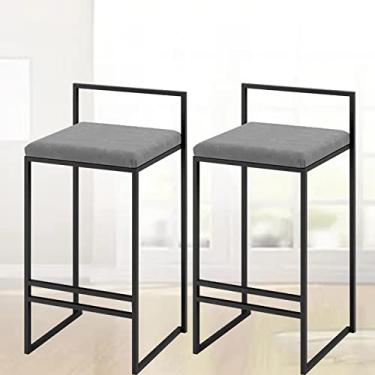 Imagem de KIDYBO Conjunto de 2 banquetas ergonômicas com encosto e almofada estofada grossa para bancada de cozinha, bancos de bar ao ar livre, macios e confortáveis, fáceis de limpar, altura do assento de 66