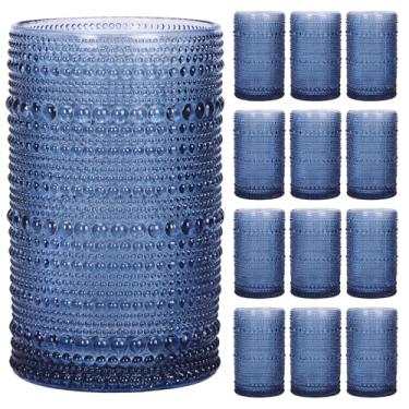 Imagem de Moretoes Hobnail Conjunto de copos altos de 350 ml em relevo Boho copos de água para bar de cozinha conjunto de copos para uísque, cerveja
