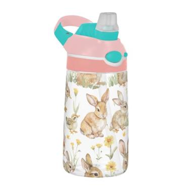 Imagem de xigua Garrafa de água Tritan Farm Animals com bico de silicone, 480 ml, portátil, à prova de vazamento, utensílios esportivos com botão bloqueável e alça larga