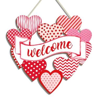 Imagem de Coroa de amor para o dia dos namorados, decoração de dia dos namorados, placa de madeira para pendurar, placa de boas-vindas de madeira, decoração de janela interna e externa, alpendre, sinal de