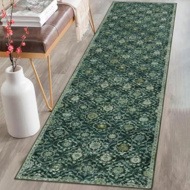 Imagem de KILOCOCO Tapete de corredor de 6 x 20 cm, tapete marroquino lavável para corredor de entrada, tapete de corredor de cozinha de lã sintética com estampa de destaque, 20 metros, antiderrapante para