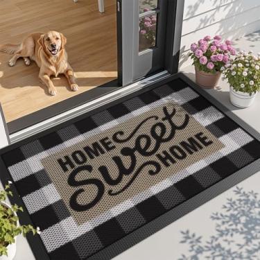 Imagem de LUMI Tapete de porta externo 91 x 149 cm, tapete de entrada de boas-vindas antiderrapante de borracha antiderrapante, perfil baixo, fácil de limpar, tapete de entrada para porta traseira, varanda