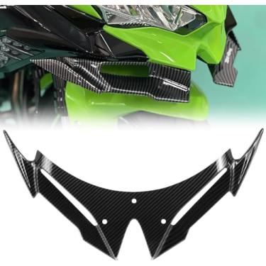 Imagem de Carenagem dianteira para Kawasaki Ninja 500 Z500 Ninja500 Winglet Spoiler acessórios de motocicleta kit de extensão de asa fixa (fibra de carbono)