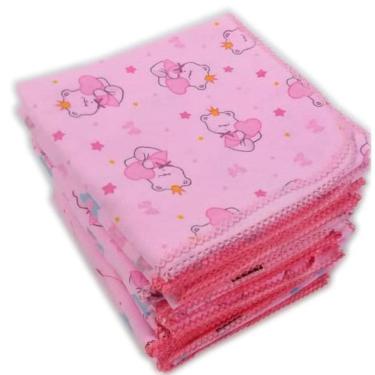 Imagem de 1 Cueiro Flanelado Estampado 80X80Cm Com Crochê Feminino