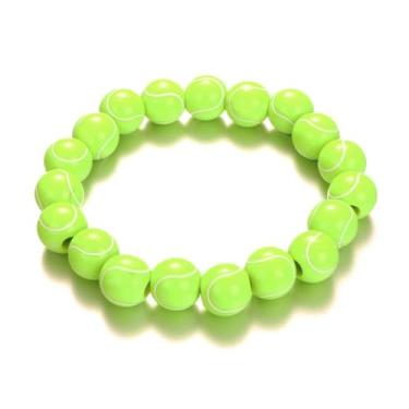 Imagem de Pulseiras esportivas criativas com bolas de futebol, beisebol, futebol, vôlei, tênis, basquete, golfe, pulseiras elásticas para mulheres, homens, dia de jogo, joias esportivas, presentes para amantes