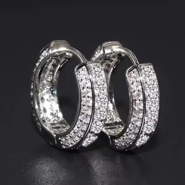 Imagem de Brincos de argola fashion de zircônia cúbica de cristal de gelo para cartilagem e alergia para homens, leves, joias de festa modernas, Small, Metal, Sem pedra preciosa