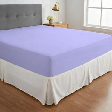 Imagem de Lençol Queen Avulso Com Elástico Liso Malha 100% Algodão Resistente Com Toque Macio Respirável Cozzilar (Lilás)