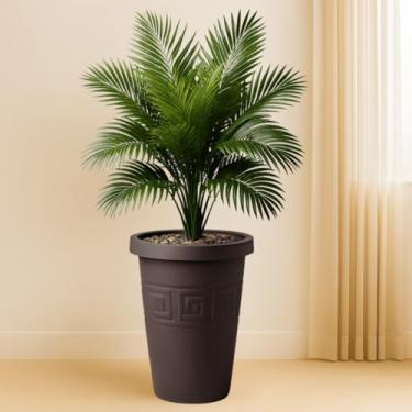 Imagem de Planta Artificial Palmeira 90cm com Vaso Marrom Café, Decoração para Sala, Escritório e Apartamentos Pequenos