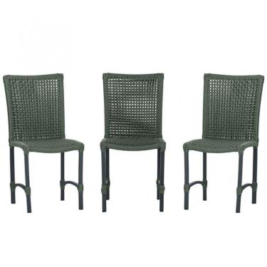 Imagem de 3 Cadeiras Cannes Corda Náutica Alumínio Cozinha Jantar Verde